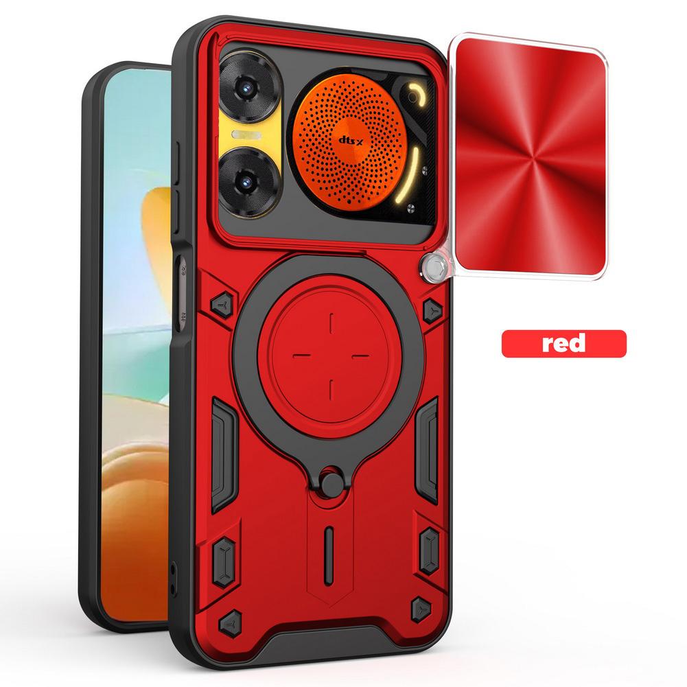 Metallring Kamera Schutz Hülle für ZTE Music 2 4G nubia Neo 3 2 Focus Pro zte Blade A75 Armor Hybrid Drehbarer Halter Abdeckung ZTE Blade A75 rot