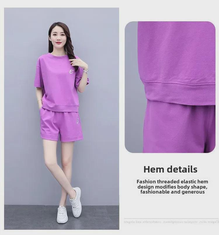 Women's Summer Embroidered Two-Piece Set: Short-Sleeved Top and Casual Loose Shorts