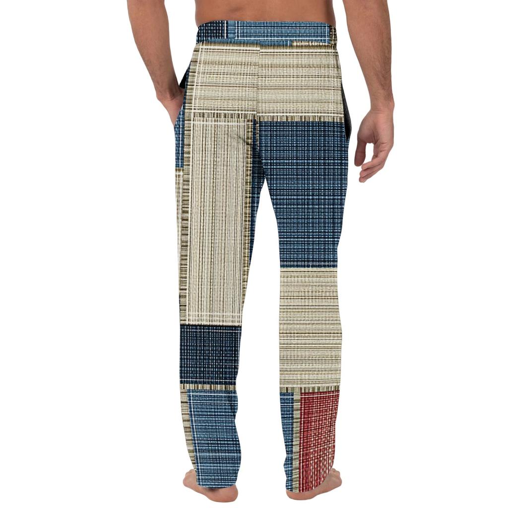 Herren Freizeit Pyjamahose mit Taschen | Einfarbig Gestreift Kariert Bedruckt Lockerer Schnitt Elastischer Bund für Zuhause
