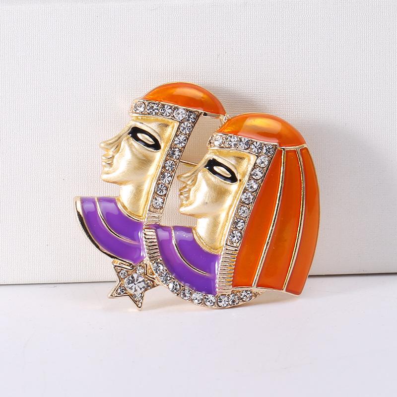 

Винтажная брошь в виде капли масла в форме эмали «Клеопатра», творческая личность, стразы, легкая, роскошная, булавка для корсажа оранжевый