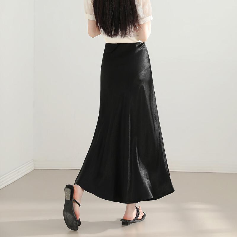 Demana Silky 100% Acetate A-line Midi Skirt