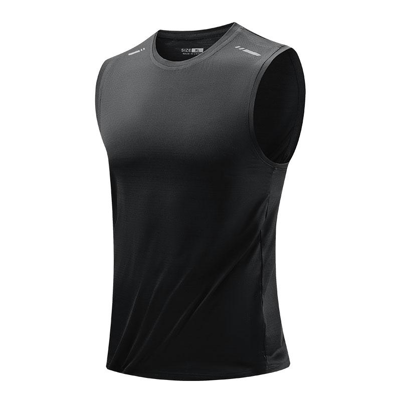 Summer Running Vest Breathable Sleeveless Top Stretch Fitness Vest Men's Reflective Jogging T-Shirt Gym Vests Men Quick Drying