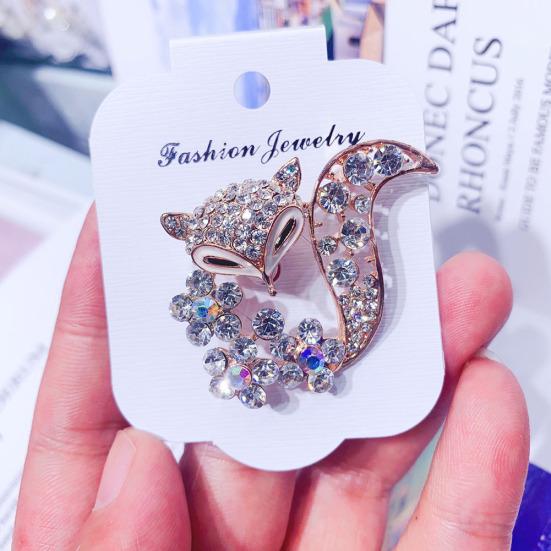 Women Rhinestone Inlaid Fox Butterfly Rabbit Animal Brooch Pin Corsage Jewelry