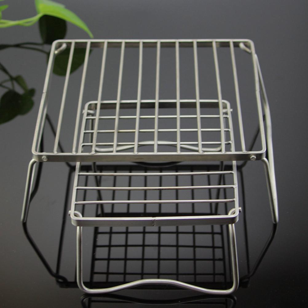 Portable Mini BBQ Grill Stainless Steel 304 Folding Camping Stove Stand Silver 23x19.5x11cm