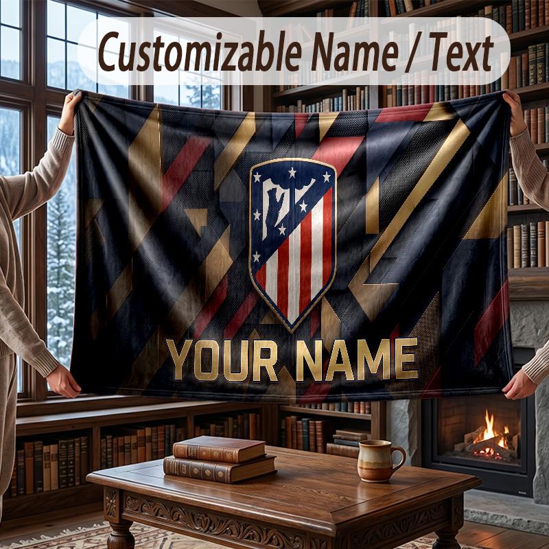 Coperta Plaid in Flanella con Nome Personalizzato Modello FC Atletico Madrid Calda Decorazione per la Casa