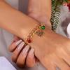 Christmas Bell Santa Claus Tree Deer Wreath Snowman Gift Box Crystal Pendant Bracelet Xmas Chain Bangles For Women Men Jewelry