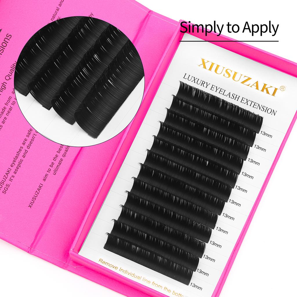 XIUSUZAKI Ellipse Flat Lashes Split Tips Matte Black Soft Natural Individual Classic Eyelashes Extensions Flat Lashes Suppliers
