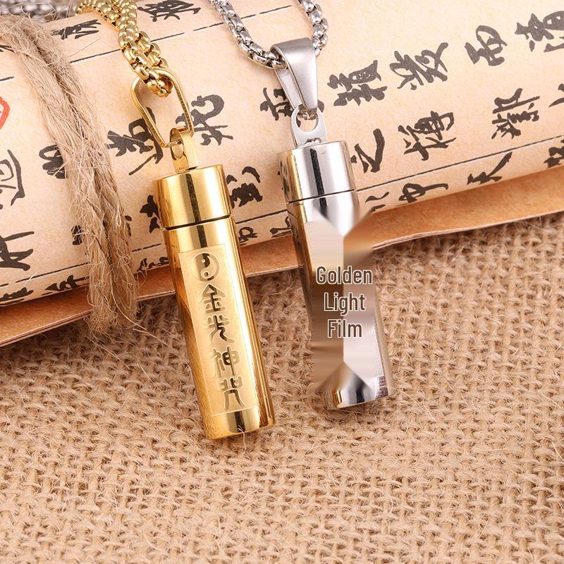 

Подвеска из титановой стали «Золотой свет» с тибетской мантрой, дизайн в виде флакона для духов золотой