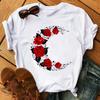 Womens Fashion Tshirt Rose Print Pattern Tshirt Daily Casual Short Sleeve Shirt Summer Round Neck Simple Street Womens
