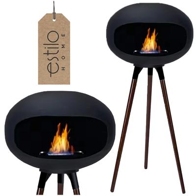 Freestanding Bio Fireplace On Legs, 100cm High - Tokio Black