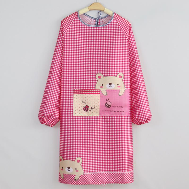 

Корейский стиль фартук с длинным рукавом для готовки - Защищающий от грязи и масла фартук для взрослых розовый