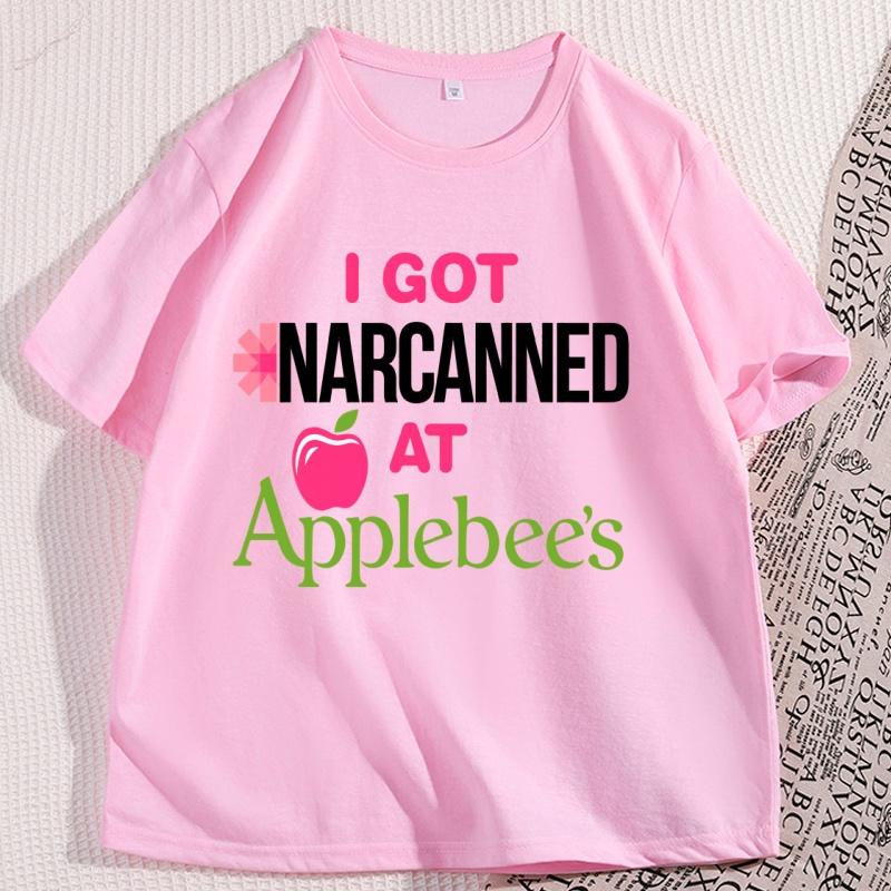I Got Narcanned At Apple T Shirt Funny Food Short Sleeved Tshirt for Men Women Tee Clothes Loose Casual Cartoon Oversized Y2K