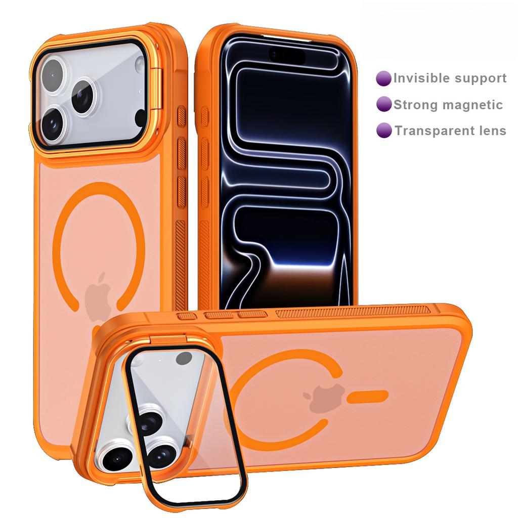 Skin Feel Strong Magnetic Acrylic Stand Phone case For iPhone 17 Pro Max 16 Plus 15 14 13 12 11 Shockproof For MagSafe Cover