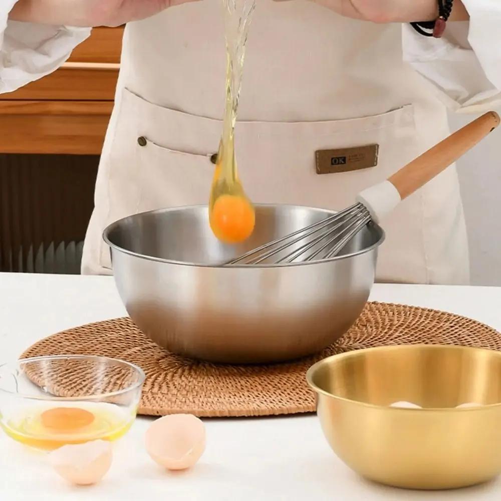 1Pcs Stainless Steel Salad Bowls 17/19/23/25/27cm Fruit Vegetable Noodle Container Egg Flour Mixing Basin with Scale