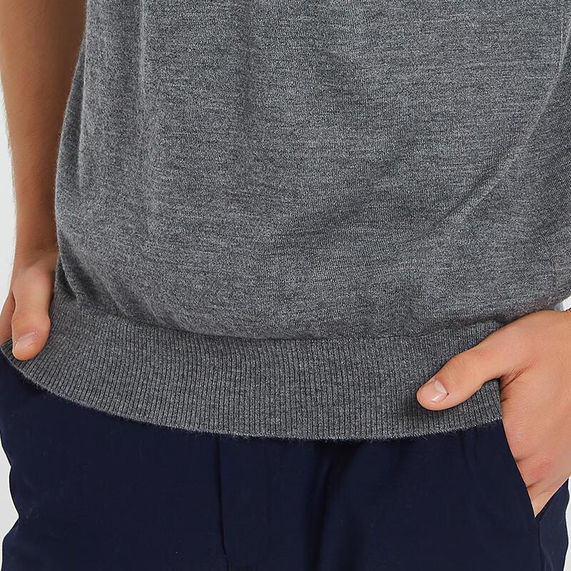 Hengyuanxiang Dünner Herren-Kaschmirpullover mit Rundhalsausschnitt und kurzen Ärmeln