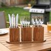 Holz 3-Fächer Besteckhalter Platzsparend Löffel Gabeln Aufbewahrungsbox Make-up Pinsel