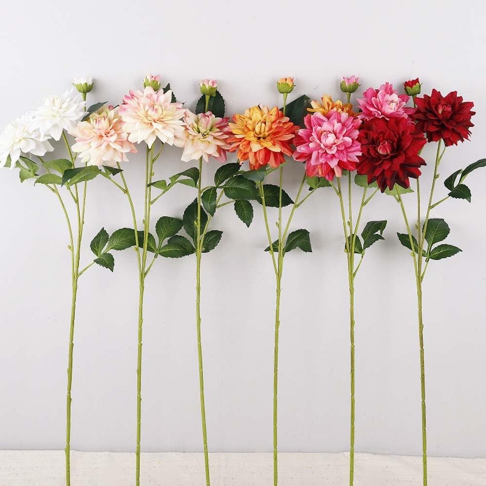 Realistic Simulation Big Dahlia Real Touch Faux Dahlia Branch Dining Table Decor