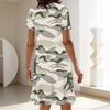 Women's Classic Leopard Print Short Sleeve Round Neck Midi Dress Loose Casual A Line Daily Wear Dress