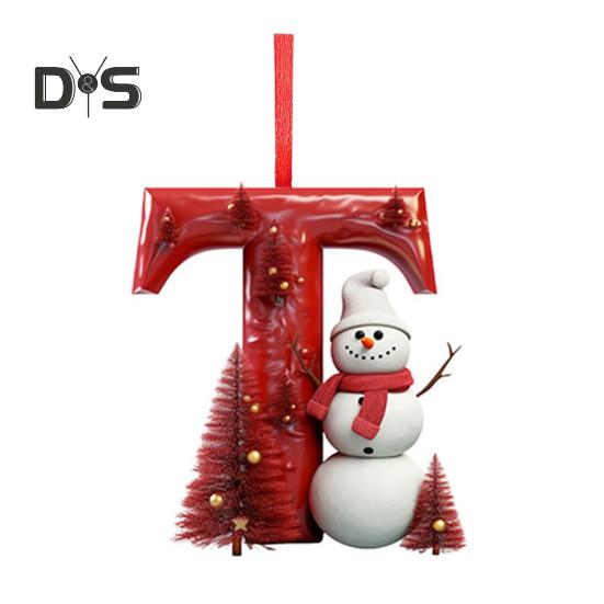 

Подвеска с рождественскими буквами от A до Z, подвесной рождественский алфавит, акриловое украшение в виде снеговика, украшение для рождественской елки, автомобильный рюкзак T
