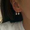 Simple Round Crystal Zircon Eardrop Hoop Earrings for Women Gold Stainless Steel Ear Buckle Huggies Wedding Jewelry