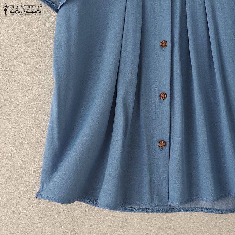 ZANZEA Camicetta estiva casual da donna con scollo rotondo e maniche corte