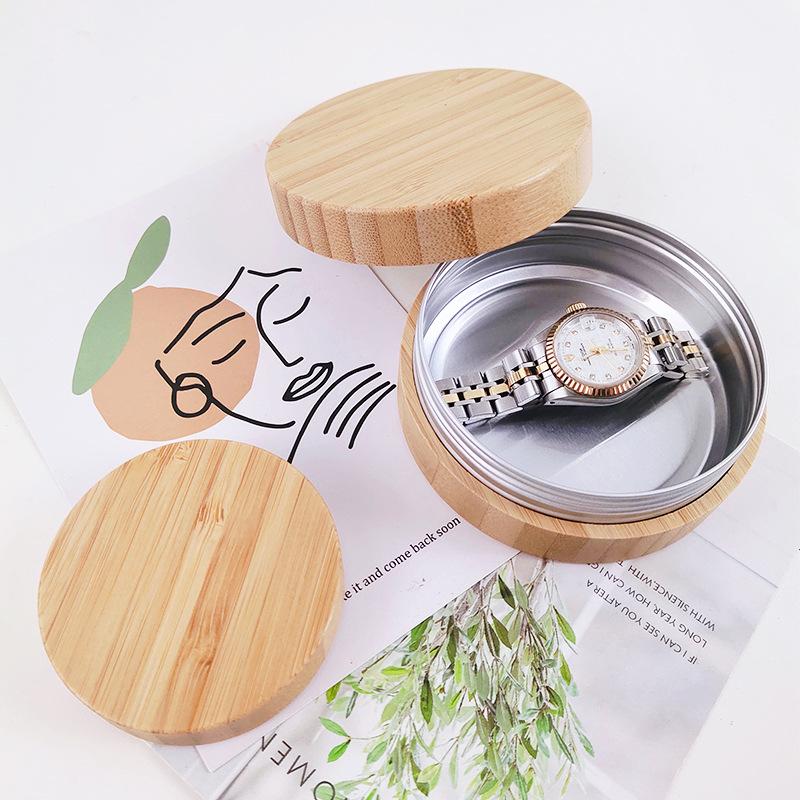 Bamboo Aluminum Light-proof Round Cream & Pill Box