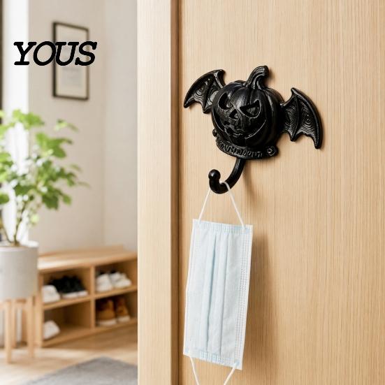 Festive Decoration Hook Devil Pumpkin Bat Wall Hook, Halloween No-Drill Adhesive for Keys No Drill Bags, Strong Sticky Damage-Free