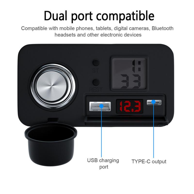 Motorcycle Charging Usb Mobile Phone Charger 12V Waterproof Pd Fast Charging Car Cigarette Lighter With Switch Actual Voltage Graph Check