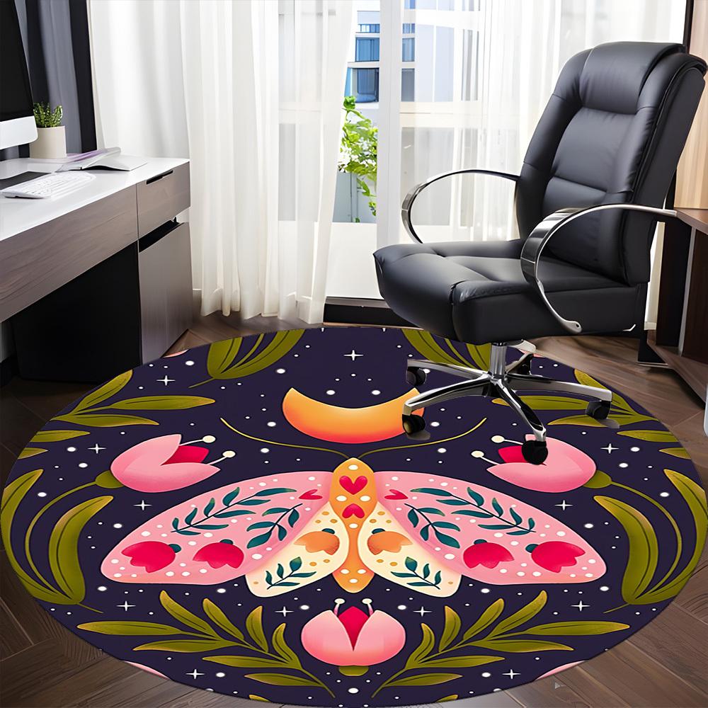 1pc Mothing Flowers Office Round Area Rug, Mat Suitable For Office, Under Office Chairs Bedroom Living Room Home Decor, Room Deco
