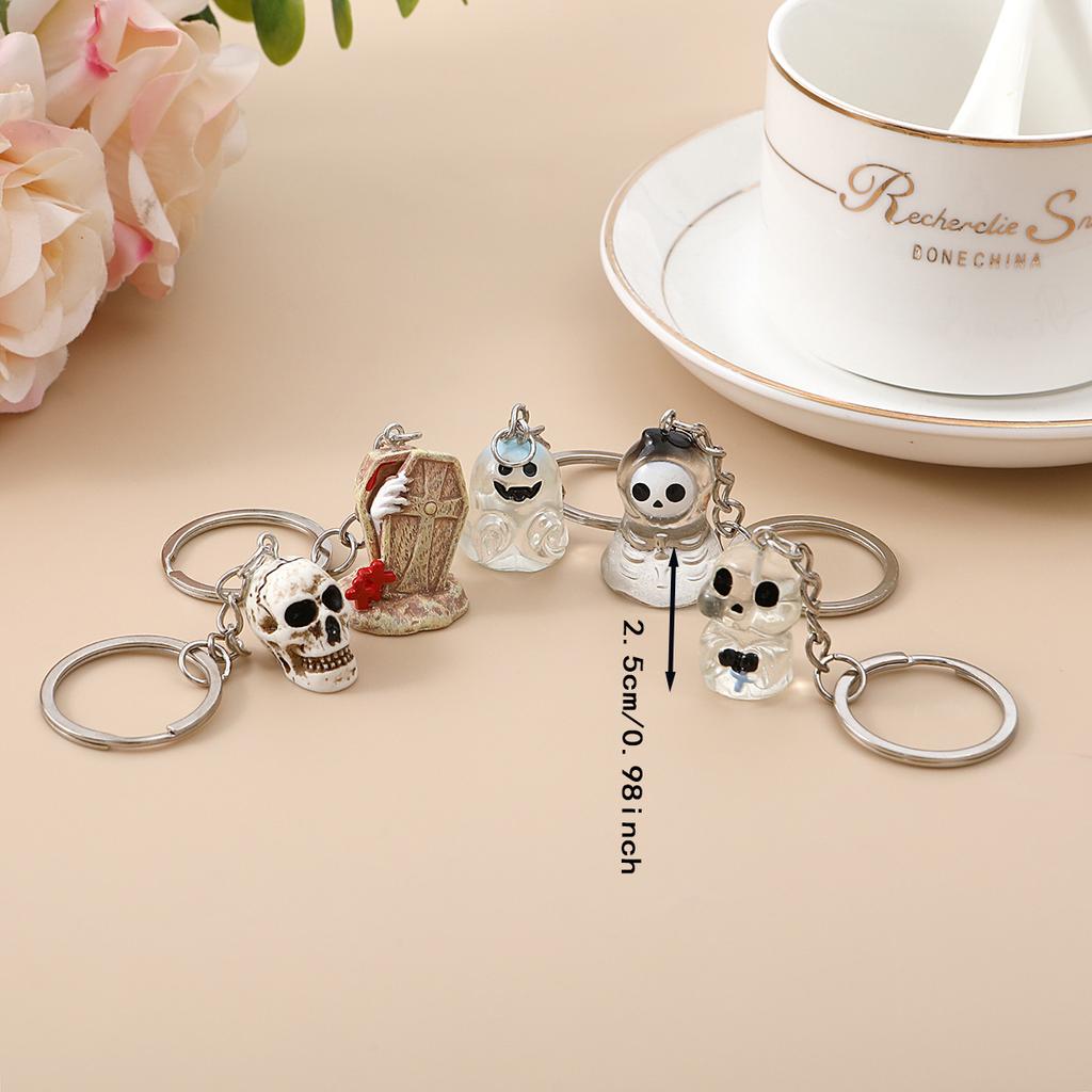 Cartoon Halloween Keychain Ghost Skull Key Ring Festival Decoration Pendant Couple Family Keychain Pendant