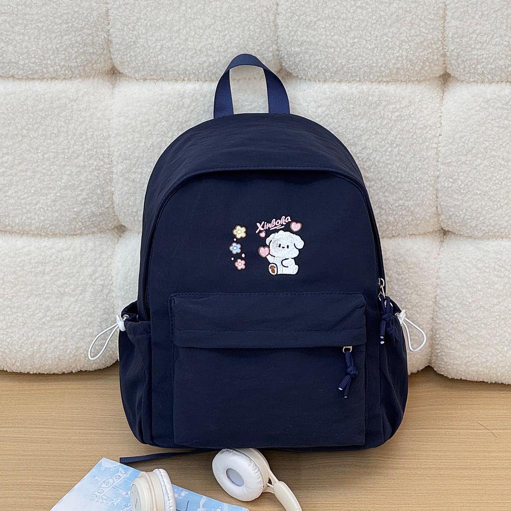 Schoolbag Children's Fun Puppy Embroidery Backpack Niche Student School Bag Large Capacity Campus Class Commuter Daily Versatile Backpack