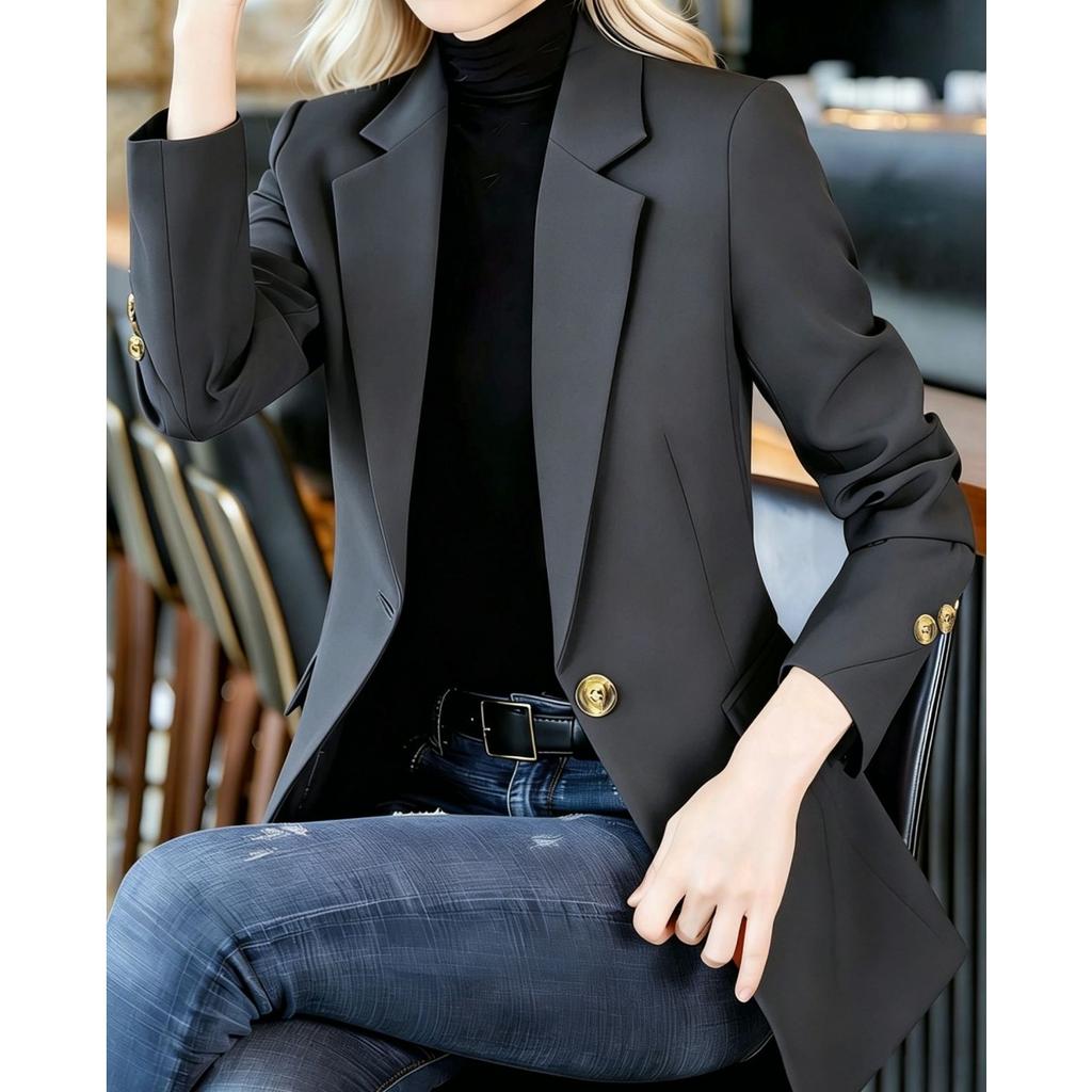 Women's Blazer, Casual Slim Fitted Suit Jacket, High-end Short Blazer for Petite Women, Spring Autumn Outerwear
