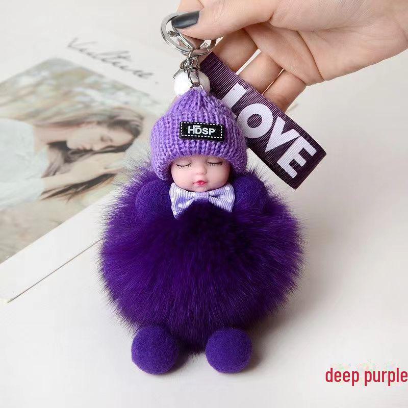 

Брелок для спящей куклы из натурального меха лисы