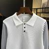 Moda Moda Marca Roupas Masculinas Top Slim Fit Lapela Malha Suéter Pu de Alta Qualidade Bonito Juventude Polo Camisa Masculina Manga Longa