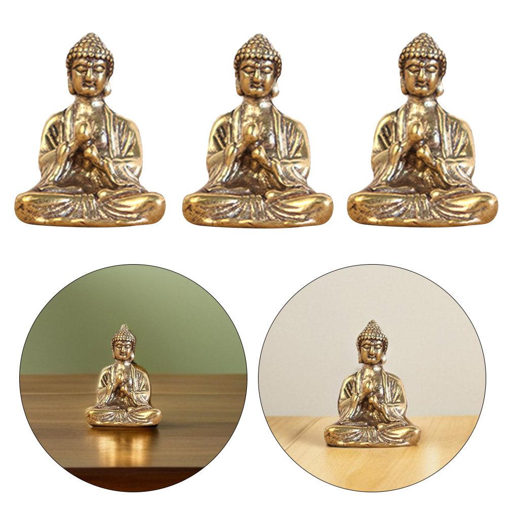3Pcs Mini Buddha Desktop Ornaments Retro Style Small Buddhist Statue Lucky Home Office Blessing Decoration Mini Buddha Decors
