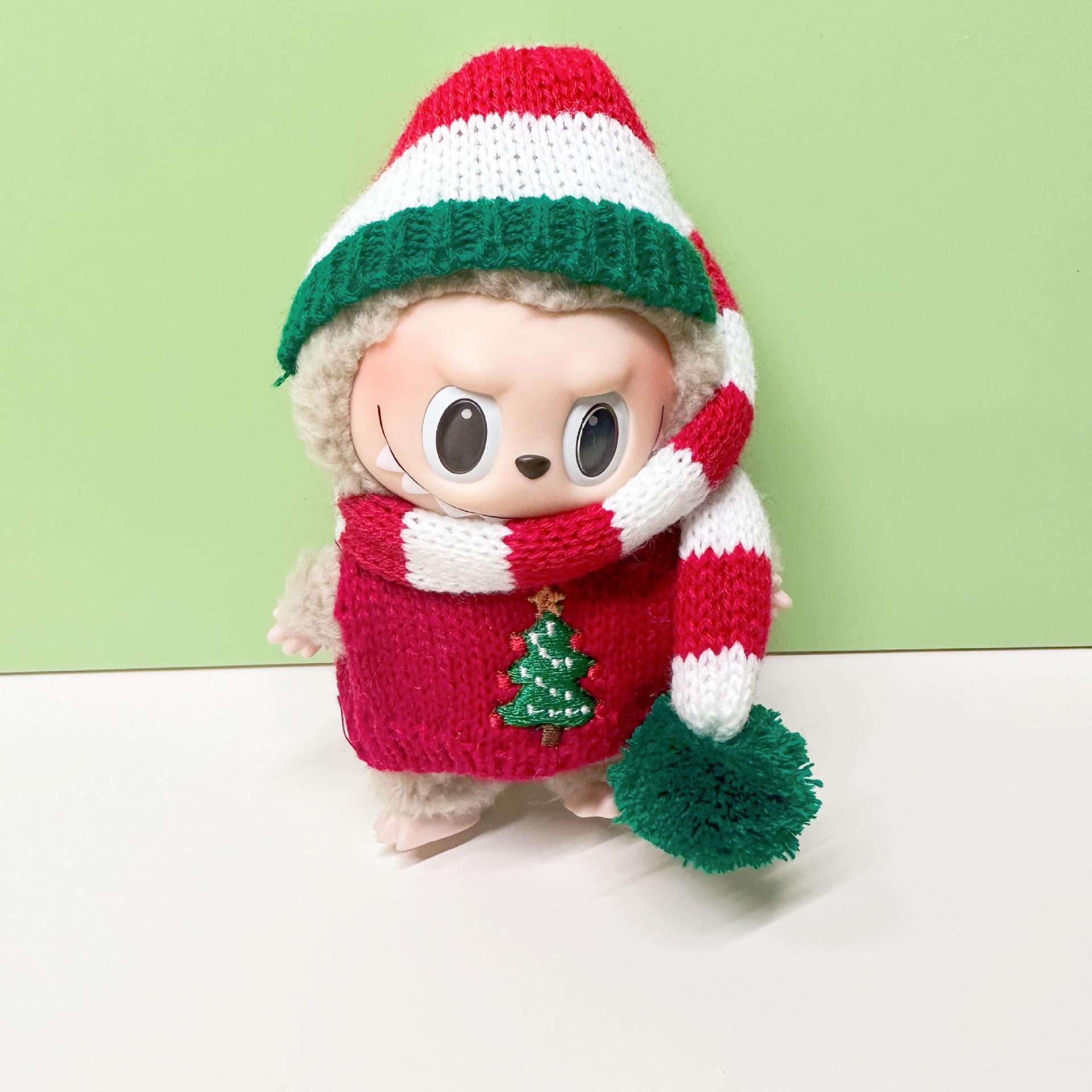 

Набір Лабубу Макарон Різдвяний: 15 см Підвіска-лялька у сліпій коробці в новорічному одязі 15cm Pendant Clothes