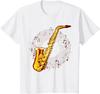Cool Saxophone For Unisex Unisex Jazz Music Notes Musician Sax Tshirt Custom Printed Graphic T Shirts Funny Shirt Ropa Hombre