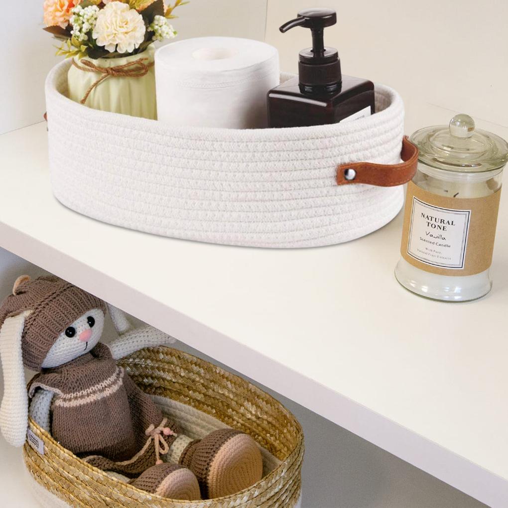 Nordic Cotton Rope Woven Storage Baskets Oval Bathroom Storage Basket Desktop Sundries Sundries Key Cosmetics Storage