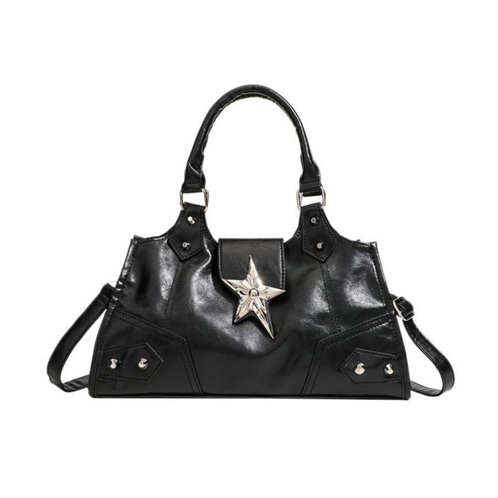 PU Leather Gothic Star Crossbody Bag Large Capacity Y2K Shoulder Bag Girls
