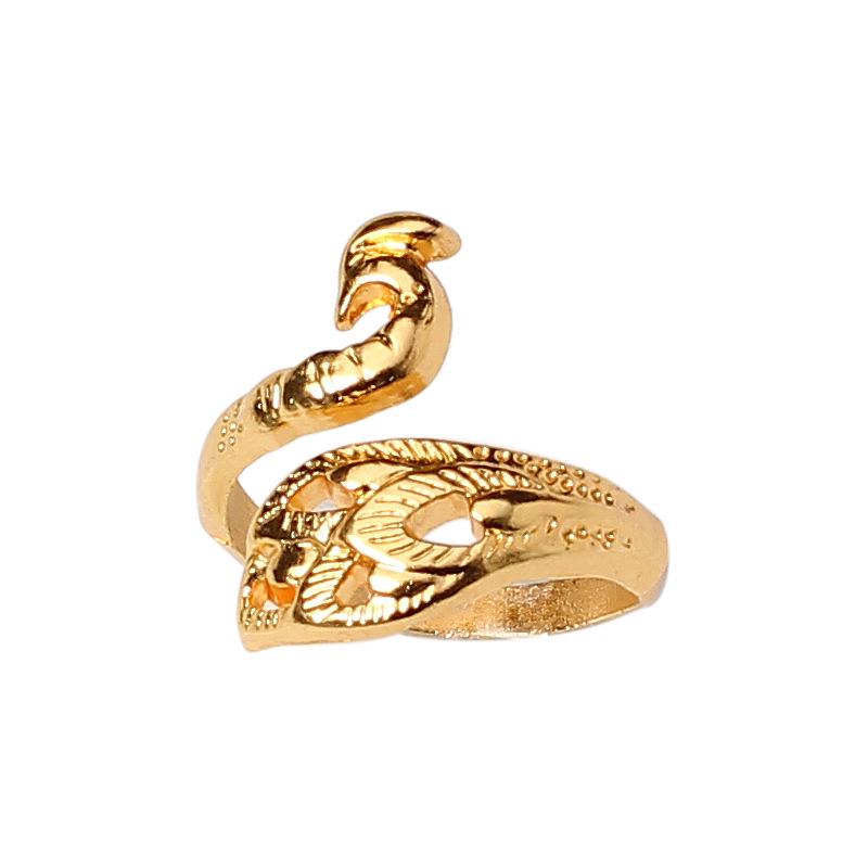 Vintage Peacock Open Ring: Ethnic-Style Adjustable Animal Jewelry for Couples