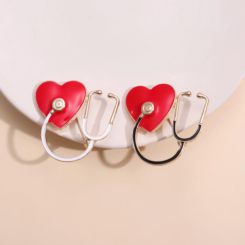 Unique Cartoon Style Medical Brooch Stethoscope And Ecg Design For Doctors And Nurses