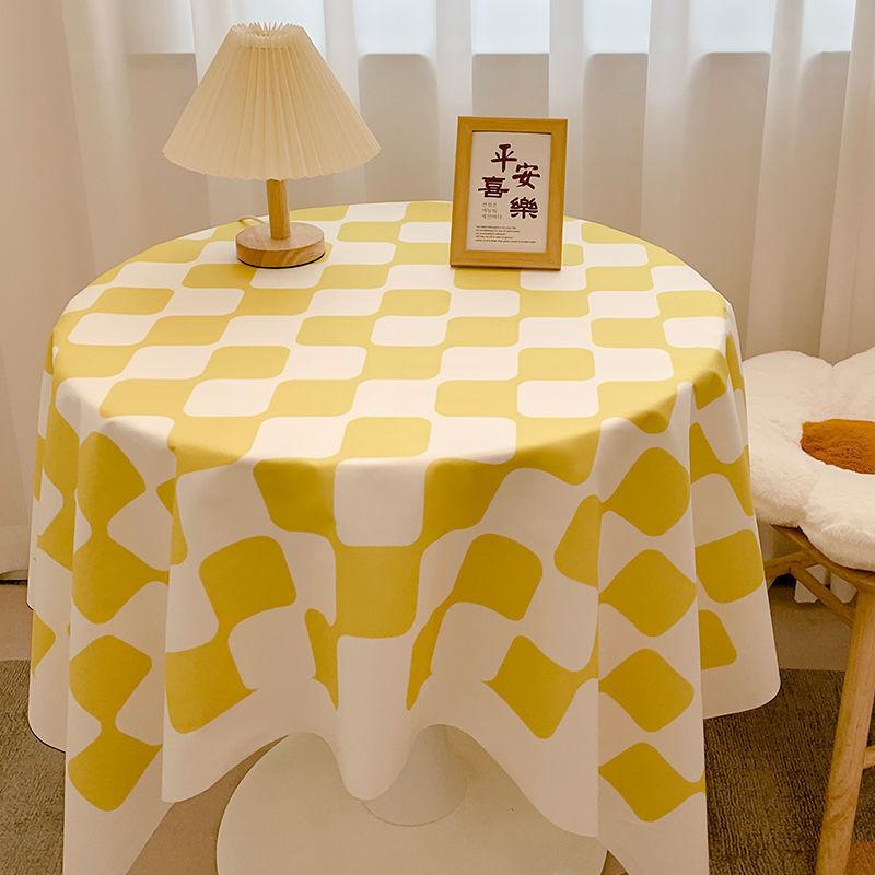 Ins Checkerboard Tablecloth Plaid Desk Mat Versatile Student Essential for Dormitory Round Table Cover Coffee Table Mat Dining Table Cloth Decorative