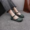 The first layer of cowhide retro leather women's shoes Velcro lazy shoes flat single shoes comfortable versatile casual shoes can be