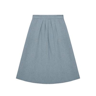 Ana Wool Blend Tuck Skirt (Ocean)