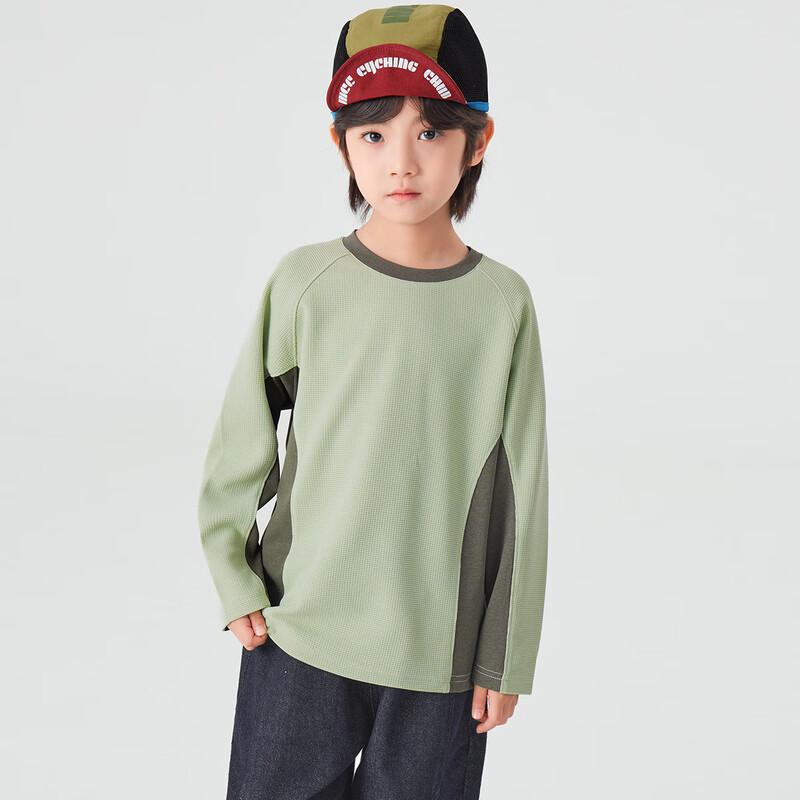 Boys' Waffle Patchwork Color Block Long Sleeve T-Shirt