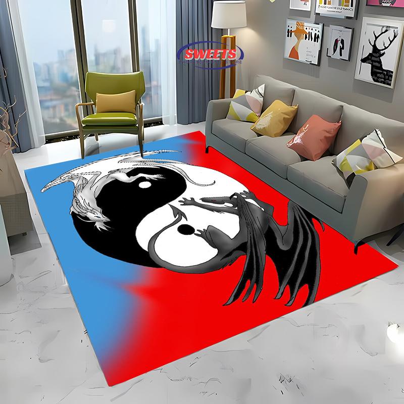 Alfombra Tai Chi Arte Secreto Chino Antiguo, Alfombrilla para Sala de Estar Dormitorio Sofá Cocina Felpudo Decoración, Alfombrilla Duradera Antideslizante para Suelo de Niños