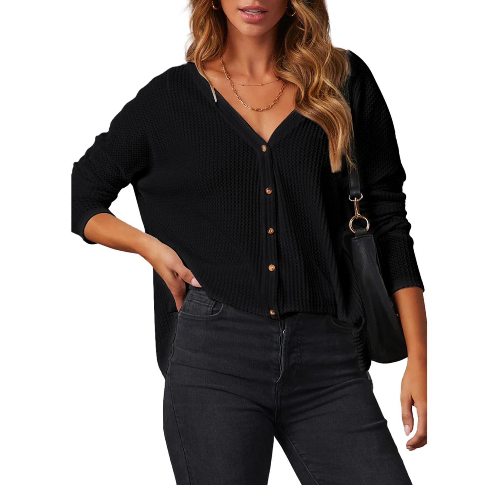 

Женские толстовки с V-образным вырезом, повседневные удобные модные наряды, одежда M чёрный