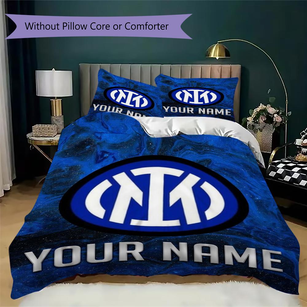 Biancheria da letto Inter Milano con nome personalizzato, Set piumone Copripiumone Federa Regalo di compleanno per la casa(1 * copripiumino + 2 * federa, senza nucleo)_xia