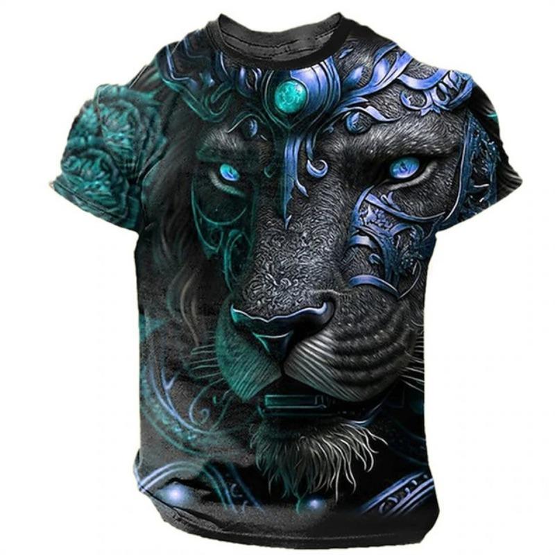 2024 Boutique T-shirt vintage da uomo con stampa 3D di tigre, oversize, a maniche corte, da uomo, alla moda, girocollo, sportiva, manica corta, taglia 6XL