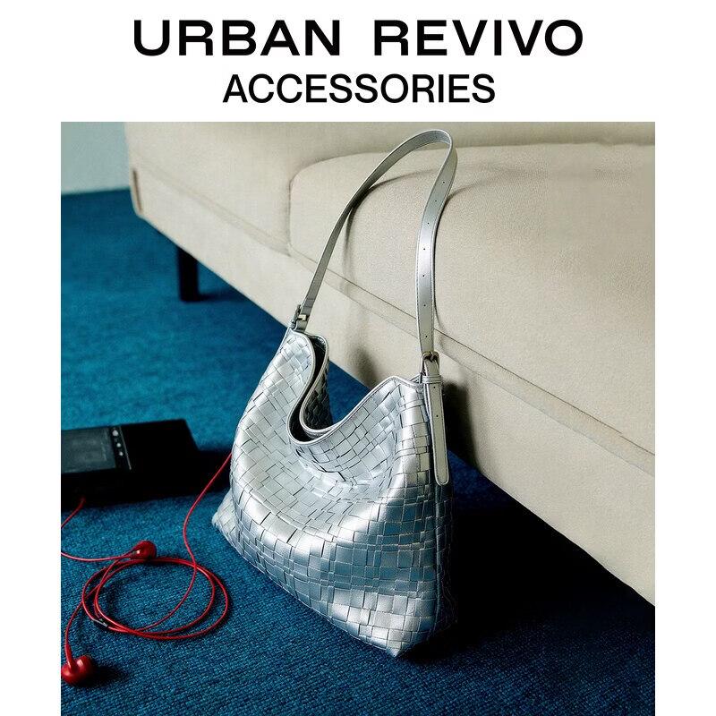 URBAN REVIVO 2026 Spring Women s Shiny Woven Crossbody Bag One Size